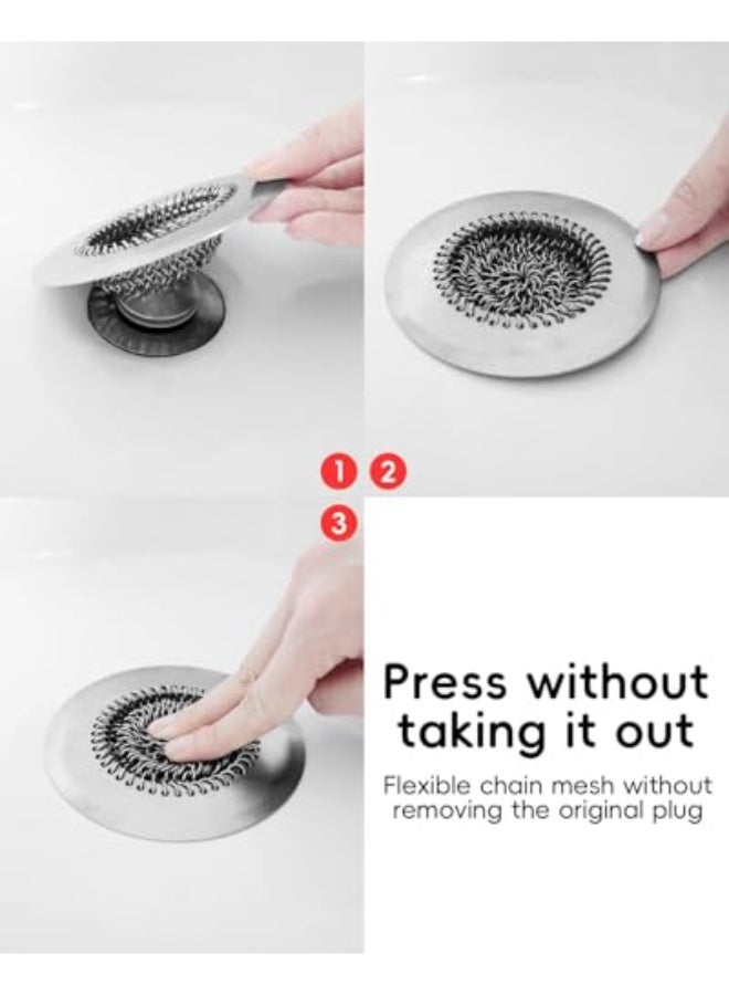 CLENEA Shower Drain Hair Catcher, Easy Clean Tub Drain Hair Catcher, Anti-Slip Drain Hair Catcher, Upgraded 304 Stainless Steel Bathtub Hair Catcher for Drain, Bathtub Drain Cover for Shower, Sink, Bathtub - Image 5